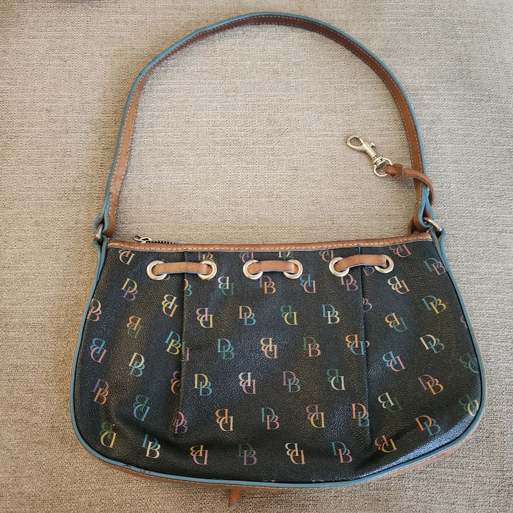 VINTAGE Dooney & Bourke Rainbow Monogram Shoulder Bag  - Picture 2 of 5